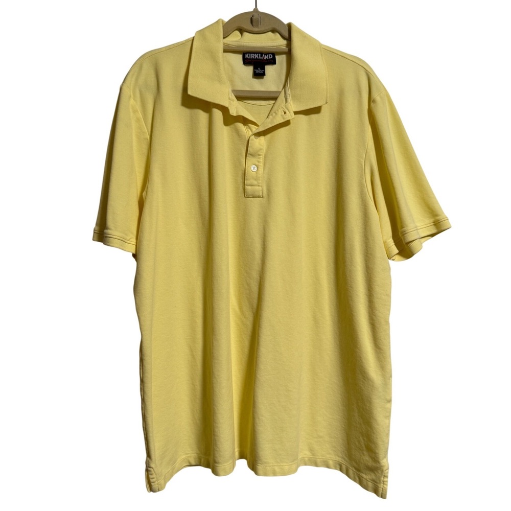 Kirkland Signature Mens XL Yellow Short Sleeve Cotton Pique Polo Shirt